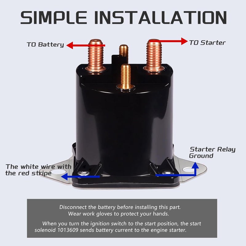 JTAREA 1013609 Starter Solenoid 12V Solenoids Switch for 1984-Up Club Car DS Precedent Gas Golf Cart 1117 LPL6003 1012275 435-154 - Image 4
